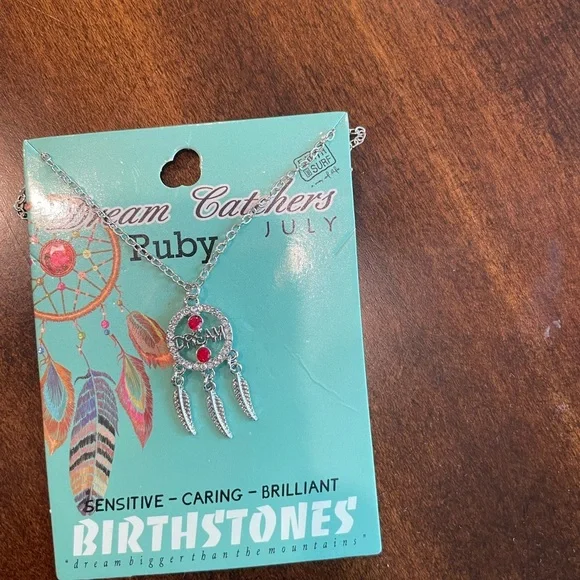 Silver Dream Catcher Necklace with Red Accents (July) - Picture 6 of 6